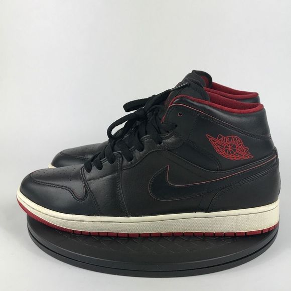 Nike Air Jordan 1 Retro Mid Black/Red 2015 554724-028 Men’s Size 10.5 - Picture 8 of 12